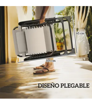 Set de 2 Tumbonas Jardín Exterior Plegables de Gravedad Cero con Mesa Auxiliar con Portavasos Reposacabezas Beige