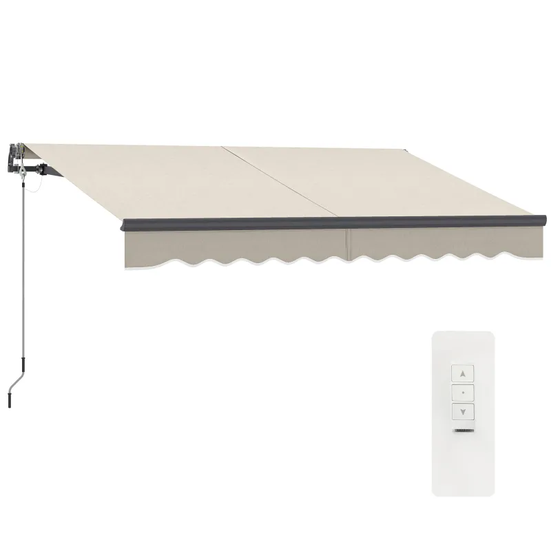 Toldo Eléctrico Retráctil con Manivela Inclinación Ajustable y Protección UV para Jardín Terraza 296x250 cm Crema