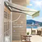 Toldo Eléctrico Retráctil con Manivela Inclinación Ajustable y Protección UV para Jardín Terraza 296x250 cm Crema