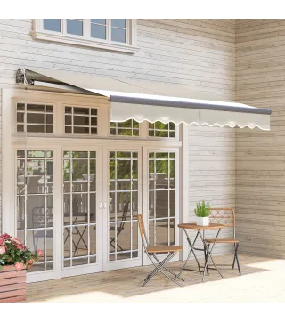 Toldo Eléctrico Retráctil con Manivela Inclinación Ajustable y Protección UV para Jardín Terraza 296x250 cm Crema