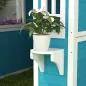 Casita de Madera Infantil con Puerta Ventanas Jardineras y Repisas con Detalles de Color 114x126,4x135 cm Azul