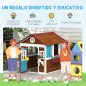 Casita de Madera Infantil con Puerta Ventanas Jardineras y Repisas con Detalles de Color 114x126,4x135 cm Marrón Oscuro