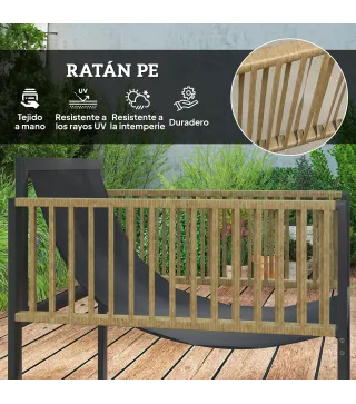Conjunto de Jardín de 4 Piezas con Sofá Sillones y Mesa de Ratán Sintético Cojines Cómodos y Resistente a Rayos UV