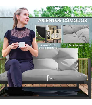 Conjunto de Jardín de 4 Piezas con Sofá Sillones y Mesa de Ratán Sintético Cojines Cómodos y Resistente a Rayos UV