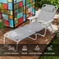 Tumbona Plegable con Respaldo Ajustable Reposacabezas y Estructura de Metal 160x66x98 cm Gris y Blanco