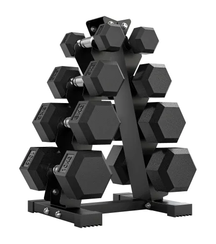 Juego de Mancuernas 2x2kg 2x5kg 2x8kg 2x10kg con Soporte de Almacenamiento para Ejercicio Entrenamiento Negro