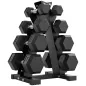 Juego de Mancuernas 2x2kg 2x5kg 2x8kg 2x10kg con Soporte de Almacenamiento para Ejercicio Entrenamiento Negro