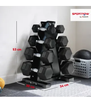 Juego de Mancuernas 2x2kg 2x5kg 2x8kg 2x10kg con Soporte de Almacenamiento para Ejercicio Entrenamiento Negro
