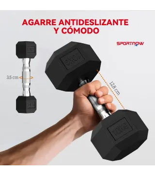 Juego de Mancuernas 2x2kg 2x5kg 2x8kg 2x10kg con Soporte de Almacenamiento para Ejercicio Entrenamiento Negro