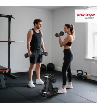 Juego de Mancuernas 2x2kg 2x5kg 2x8kg 2x10kg con Soporte de Almacenamiento para Ejercicio Entrenamiento Negro