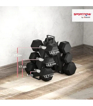 Juego de Mancuernas 2x4kg 2x6kg 2x8kg con Soporte de Almacenamiento para Ejercicio Entrenamiento Negro