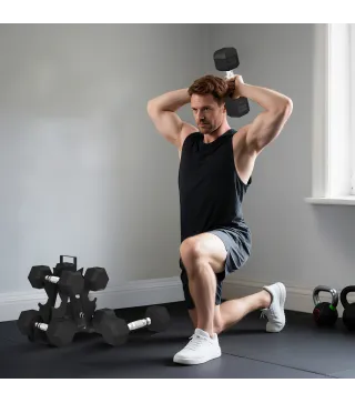 Juego de Mancuernas 2x4kg 2x6kg 2x8kg con Soporte de Almacenamiento para Ejercicio Entrenamiento Negro