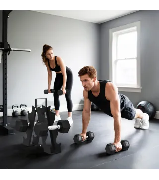 Juego de Mancuernas 2x4kg 2x6kg 2x8kg con Soporte de Almacenamiento para Ejercicio Entrenamiento Negro