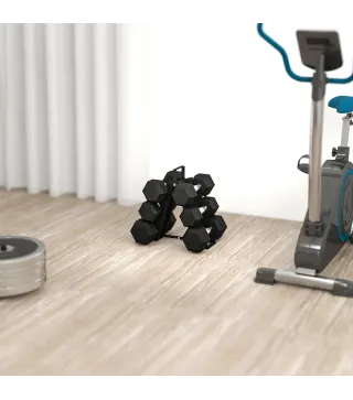 Juego de Mancuernas 2x4kg 2x6kg 2x8kg con Soporte de Almacenamiento para Ejercicio Entrenamiento Negro