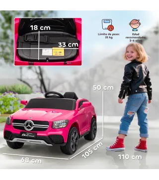 Coche Eléctrico para Niños Mercedes-Benz GLC Coupé 12V Mando a Distancia 2,4 G Motor Doble MP3 Rosa