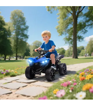 Quad Eléctrico para Niños 6 V Quad para Niños de 37 a 72 Meses Velocidad hasta 3 km/h Faros y Música 70x42x45 cm Azul