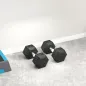 Set de 2 Mancuernas Hexagonales de 2x17,5 kg de Hierro Fundido Recubiertas en Goma para Entrenamiento en Casa Gimnasio