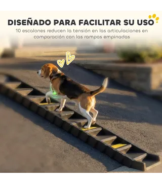 Rampa para Perros Plegable 154 cm Rampa para Perros para Coche Cama con 10 Escalones Antideslizantes Carga 68 kg Negro
