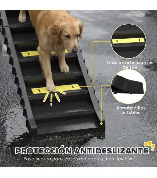 Rampa para Perros Plegable 154 cm Rampa para Perros para Coche Cama con 10 Escalones Antideslizantes Carga 68 kg Negro