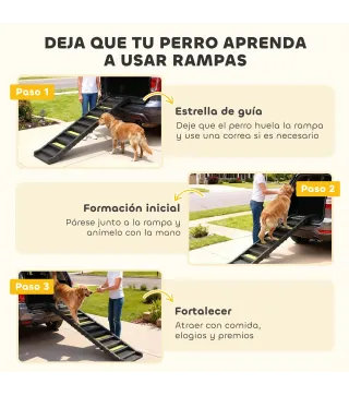Rampa para Perros Plegable 154 cm Rampa para Perros para Coche Cama con 10 Escalones Antideslizantes Carga 68 kg Negro