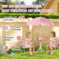 Conjunto de Mesa y Sillas Infantil de Jardín de 4 Piezas Sillas Plegables Sombrilla Desmontable Diseño Unicornios Rosa