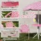 Conjunto de Mesa y Sillas Infantil de Jardín de 4 Piezas Sillas Plegables Sombrilla Desmontable Diseño Unicornios Rosa