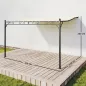Pérgola de Pared 2,5x3,5 m con Techo Inclinado Orificios de Drenaje y Estructura Metálica Blanco Crema