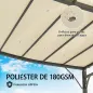 Pérgola de Pared 2,5x3,5 m con Techo Inclinado Orificios de Drenaje y Estructura Metálica Blanco Crema