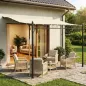 Pérgola de Pared 2,5x3,5 m con Techo Inclinado Orificios de Drenaje y Estructura Metálica Blanco Crema