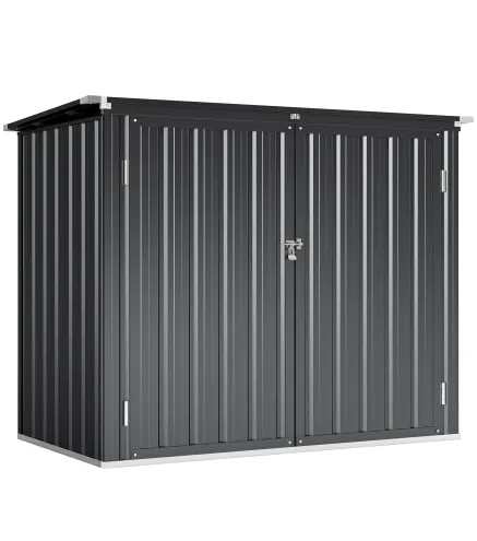 Cobertizo para Contenedor de Basura Doble de Acero Galvanizado de 240L con Tapa Abatible y Puertas con Cerradura Gris