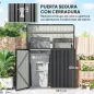 Cobertizo para Contenedor de Basura Doble de Acero Galvanizado de 240L con Tapa Abatible y Puertas con Cerradura Gris