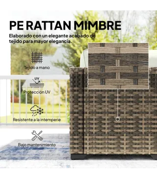 Conjunto de Jardín Exterior de Ratán de 6 Piezas con Silla Esquinero 2 Sillas sin Brazos Reposapiés y Mesa Amarillo