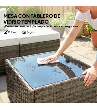 Conjunto de Jardín Exterior de Ratán de 6 Piezas con Silla Esquinero 2 Sillas sin Brazos Reposapiés y Mesa Amarillo