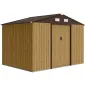 Cobertizo de Jardín Exterior 4,9 m² 277x195x192 cm con Puerta Corredera Ventilación y Kit de Fundación Marrón