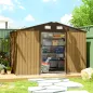 Cobertizo de Jardín Exterior 4,9 m² 277x195x192 cm con Puerta Corredera Ventilación y Kit de Fundación Marrón