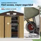 Cobertizo de Jardín Exterior 4,9 m² 277x195x192 cm con Puerta Corredera Ventilación y Kit de Fundación Marrón