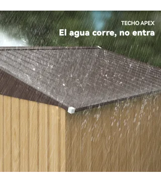 Cobertizo de Jardín Exterior 4,9 m² 277x195x192 cm con Puerta Corredera Ventilación y Kit de Fundación Marrón