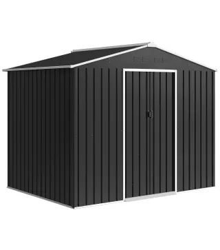 Cobertizo de Jardín Exterior 3,6 m² 236x171x191 cm con Puertas Correderas y Ranuras de Ventilación Gris Oscuro