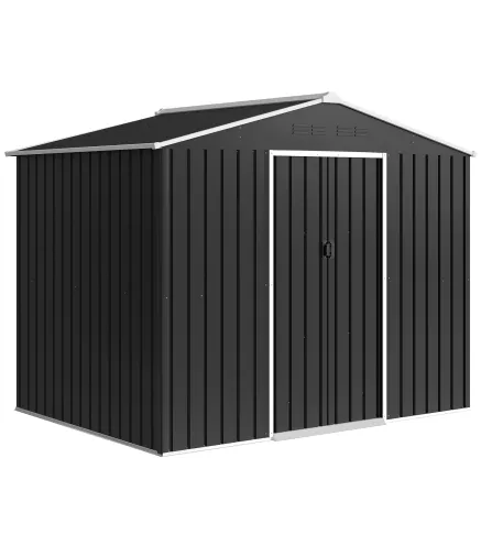Cobertizo de Jardín Exterior 3,6 m² 236x171x191 cm con Puertas Correderas y Ranuras de Ventilación Gris Oscuro