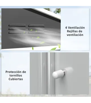 Cobertizo de Jardín Exterior 3,6 m² 236x171x191 cm con Puertas Correderas y Ranuras de Ventilación Gris Oscuro