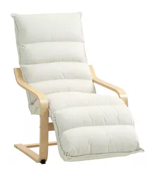 Butaca de Salón con Reposapiés Ajustable Tapizada en Terciopelo con Marco de Madera 67x93x105 cm Crema