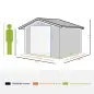Cobertizo de Jardín 12,4 m² 340x386x200 cm con 2 Puertas Corredizas Base Refuerzo (Suelo NO Incluido) Verde