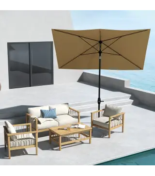 Sombrilla de Terraza Exterior 3x2 m Parasol de Terraza Exterior con Ángulo Ajustable Mástil de Aluminio y Protección UV 50+ Somb