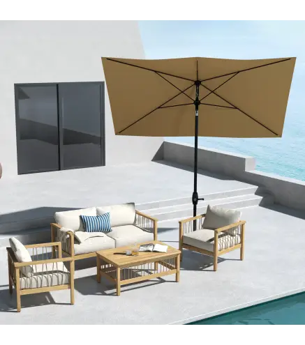 Sombrilla de Terraza Exterior 3x2 m Parasol de Terraza Exterior con Ángulo Ajustable Mástil de Aluminio y Protección UV 50+ Somb