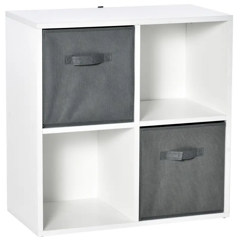 Estantería para Libros de 4 Cubos Librería Modular con 2 Cajones Extraíbles de Tela no Tejida para Oficina Estudio Dormitorio 61