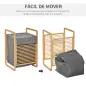 Cesto para Ropa Sucia de Bambú Cesto Rectangular de Ropa Portátil con Tapa y Bolsa Extraíble Mueble de Baño Dormitorio 40x35,5x6