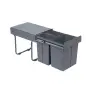 Cubo Basura Extraible Bajo Fregadero con 3 Contenedores de Reciclaje Clasificación de Residuos 48x34,2x41,8 cm Gris