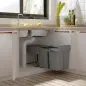 Cubo Basura Extraible Bajo Fregadero con 3 Contenedores de Reciclaje Clasificación de Residuos 48x34,2x41,8 cm Gris