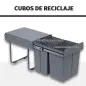Cubo Basura Extraible Bajo Fregadero con 3 Contenedores de Reciclaje Clasificación de Residuos 48x34,2x41,8 cm Gris