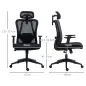 Silla de Oficina Giratoria con Reposabrazos 2D Silla Escritorio Regulable en Altura Reposacabezas Soporte Lumbar y Respaldo Alto
